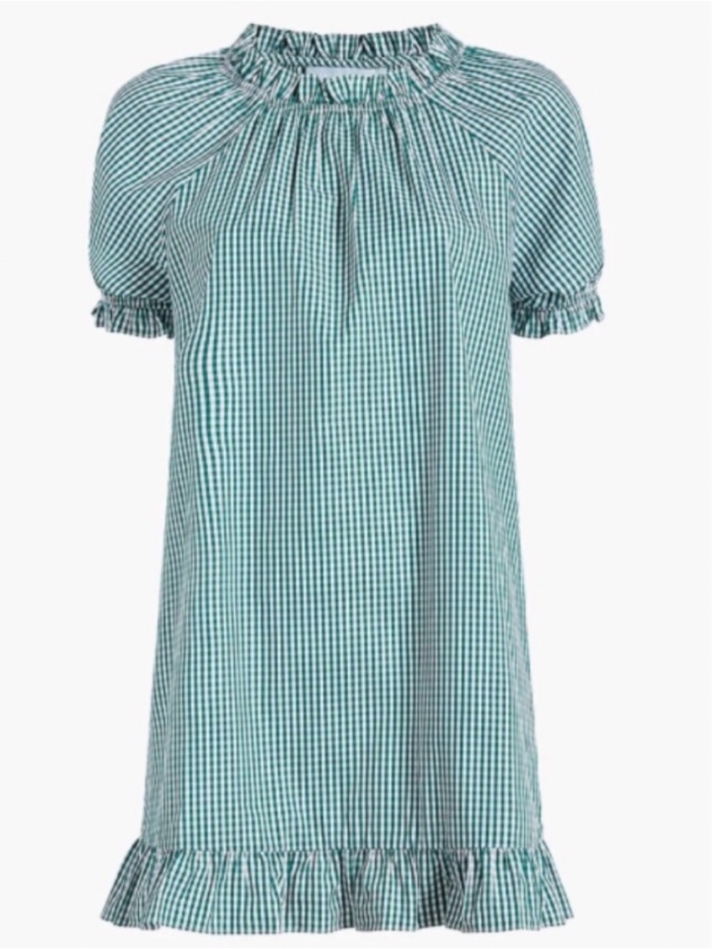 Hill House Green & White Gingham Smocked Mini Dress - Picture 4 of 4